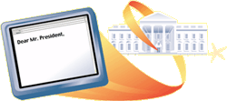 graphic representing an email being sent to the White House