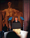 [PHOTO: Clinton during speech at Lincoln Memorial]