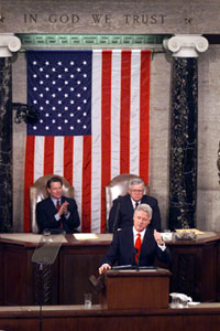 Photograph: President Clinton delivering the State of the Union Address.