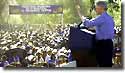 Photo: President Clinton makes remarks of support and encouragement to the people of Nicaragua, at the Jose Dolores Toruno Lopez Elementary School.