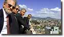 Photo: President Clinton with US and Honduran delegates view Tegucigalpa from atop the Central Bank.