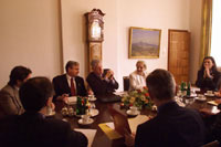 President Clinton attends the US-EU Leaders Summit at the Palais Schaumburg.