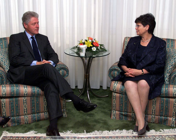 President Clinton meets with President Ruth Dreifuss of Switzerland.