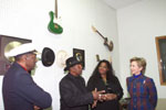 (L - R) Chuck Berry, Bo Diddley and Shirli Dixon-Nelson speak with the First Lady at the Chess Records Office and Studio.