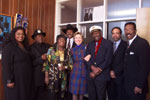(L-R) Shirli Dixon-Nelson, Bo Diddley, Koko Taylor, Lonnie Brooks, the First Lady, Chuck Berry, Billy Branch, Jesse Dixon.
