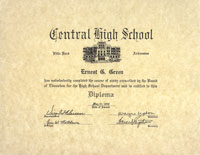 PHOTO: A copy of his diploma from Little Rock Central High School