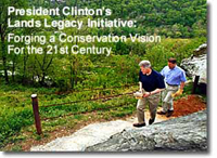 President Clinton and Vice President Gore hike the Appalachian Trail in April, 1998