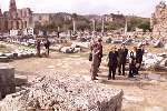 First Lady Hillary Rodham Clinton tours the ancient city of Perge in Turkey.
