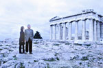President Clinton and daughter Chelsea visit the Parthenon.