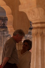 President Clinton tours the Amber Fort with Bina Kak, Minister of State, Tourism, Art and Culture.