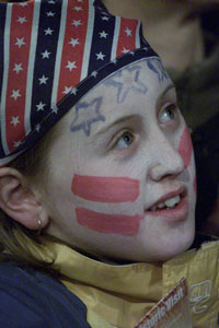 A child listens to the historic speech made by President Clinton in Dundalk, Ireland.