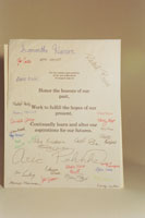 PHOTO: 'Honoring the Lessons of Our Past' a paper signed by student