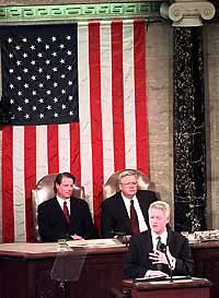 Photograph: President Clinton delivering the State of the Union Address